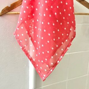 Peachy Polka Dot Chiffon Bandana Scarf